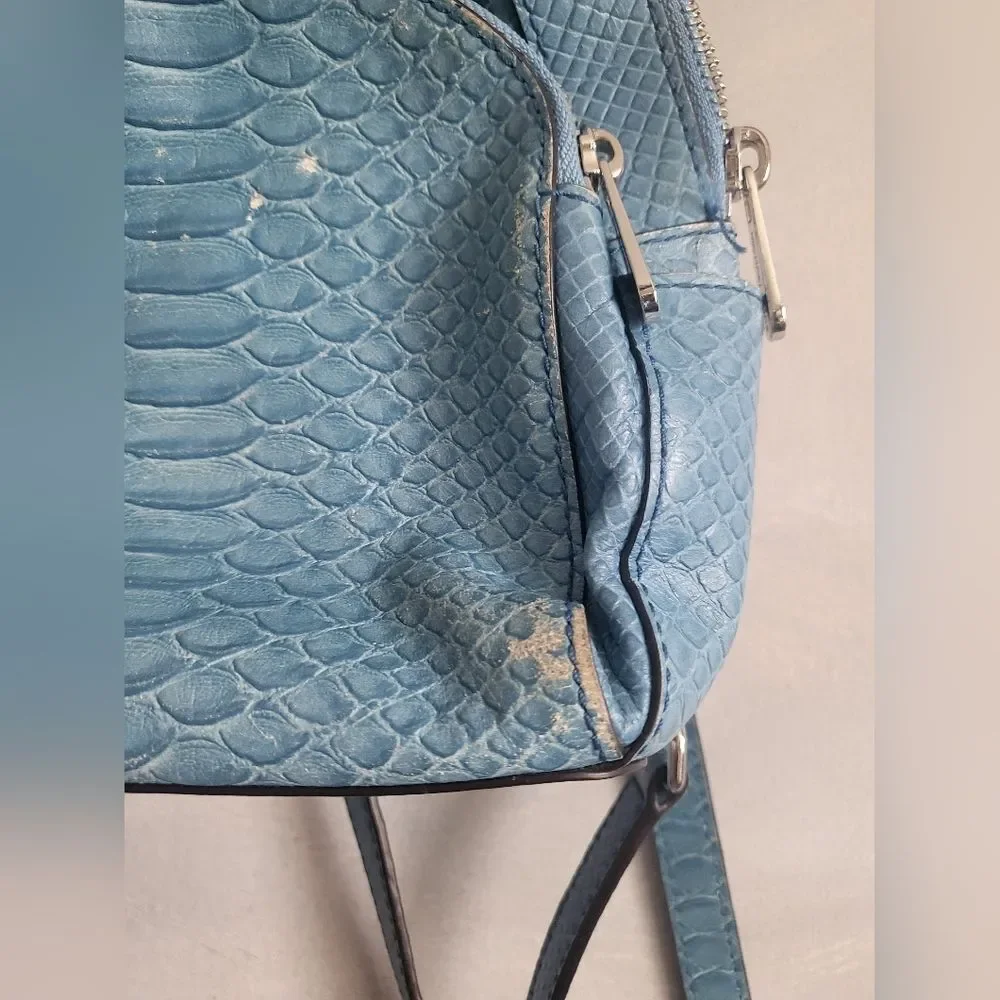 Michael Kors Blue Mini Backpack Abbey Croc Embossed Fair Condition 8x8
